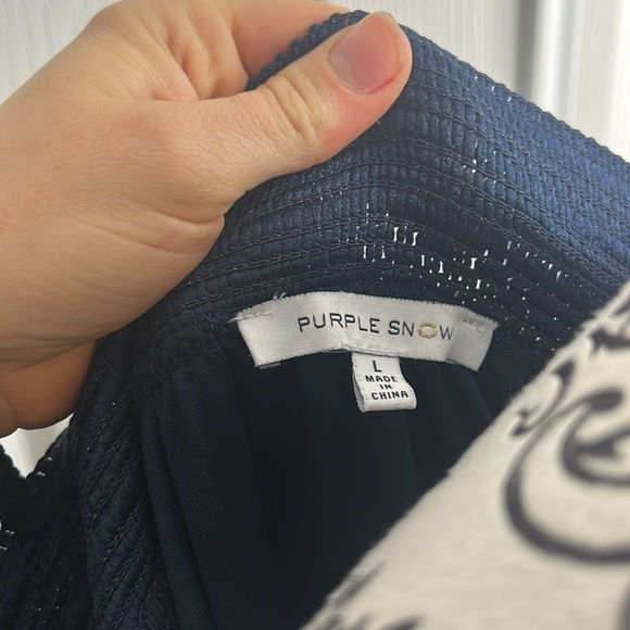 Purple Snow Blue Dress 3/4 Sleeve Smocked Relaxed Fit L - Picture 2 of 5